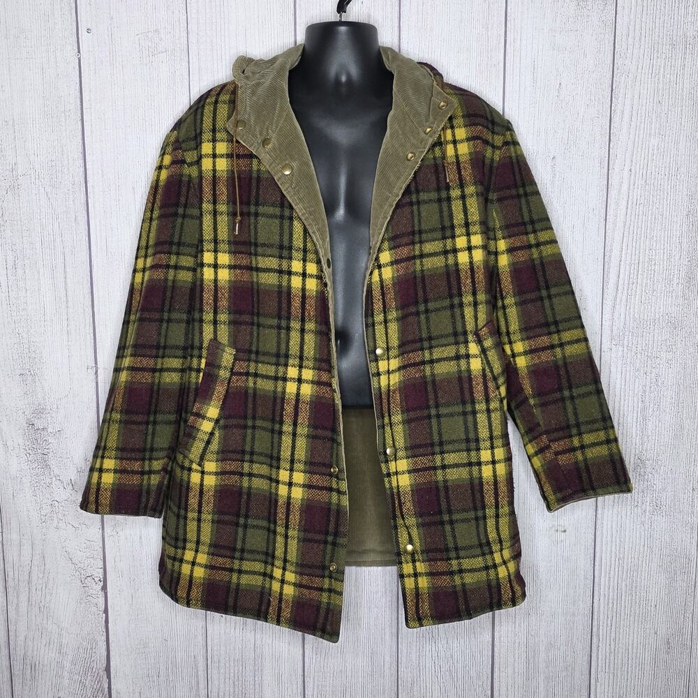 Vintage McGregor Reversible Plaid Corduroy Hooded Jacket Coat 42 USA